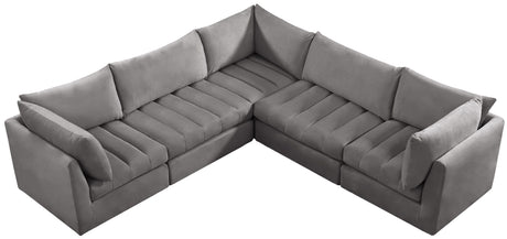 Jacob - Modular Sectional 5 Piece - Grey - Fabric - Home Elegance USA