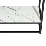 59.8" TV STAND for TV up to 65 Inches With Storage Tier, Marble & Black Home Elegance USA
