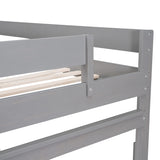 Full over Full Wood Bunk Bed with 2 Drawers, Gray - Home Elegance USA