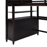 Full size Loft Bed with Drawers and Desk, Wooden Loft Bed with Shelves - Espresso(OLD SKU:LT000529AAP) Home Elegance USA