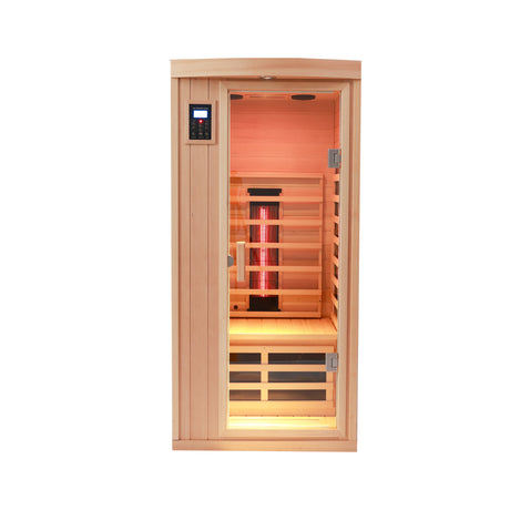 One-person hemlock sauna room Far infrared plus ceramic tube heating Indoor sauna room for one person