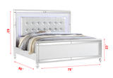 Sterling King Size Upholstered LED Bed made with wood in White Color - Home Elegance USA