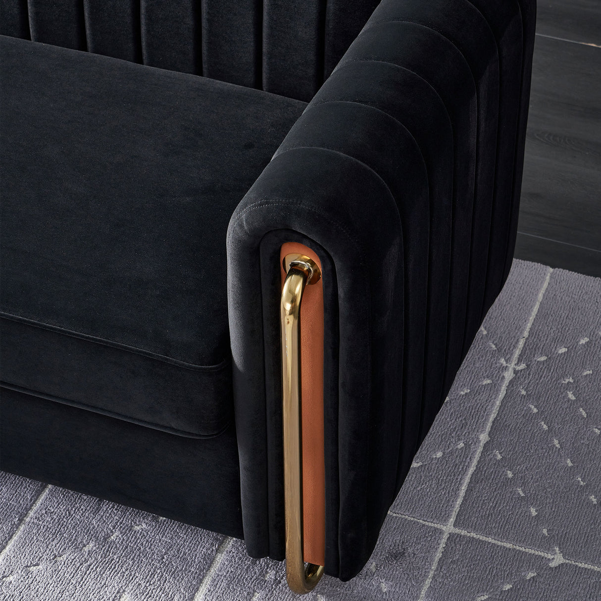 Modern velvet sofa black color - Home Elegance USA