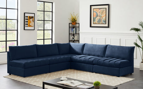 Jacob - Modular Sectional 5 Piece - Navy - Fabric - Modern & Contemporary - Home Elegance USA