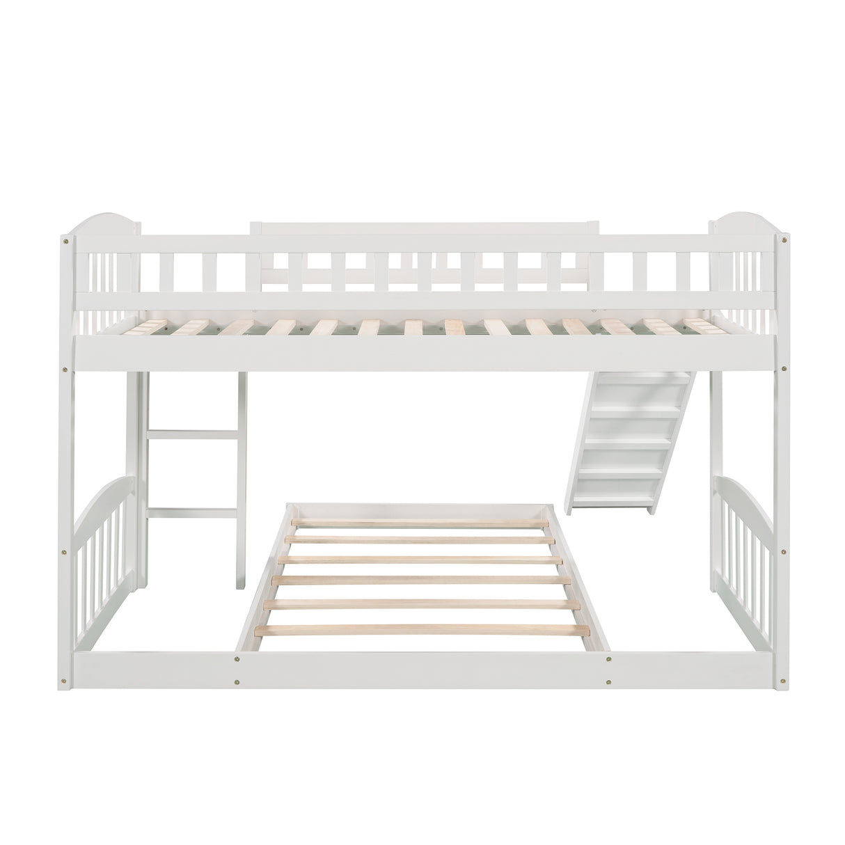Twin Over Twin Bunk Bed with Slide and Ladder, White(OLD SKU :LP000514AAK) - Home Elegance USA