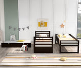 Orisfur. Twin Bunk Beds for Kids with Safety Rail and Movable Trundle bed - Home Elegance USA