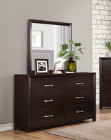 Espresso Finish 1pc Dresser of 6x Drawers Silver Tone Bar Pulls Contemporary Design Bedroom Furniture - Home Elegance USA