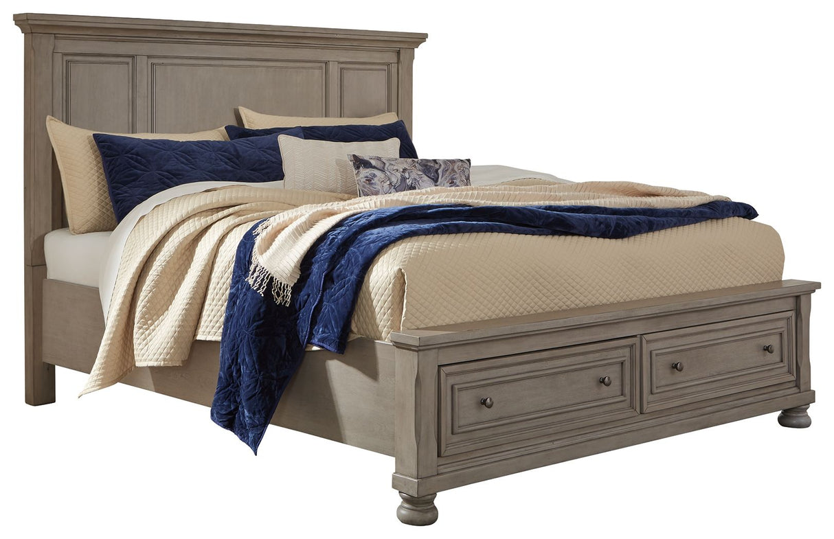 Lettner - Light Gray - Queen Panel Storage Bed - 8 Pc. - Dresser, Mirror, Chest, Queen Bed, 2 Nightstands - Home Elegance USA