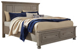 Lettner - Light Gray - Queen Panel Storage Bed - 6 Pc. - Dresser, Mirror, Chest, Queen Bed - Home Elegance USA