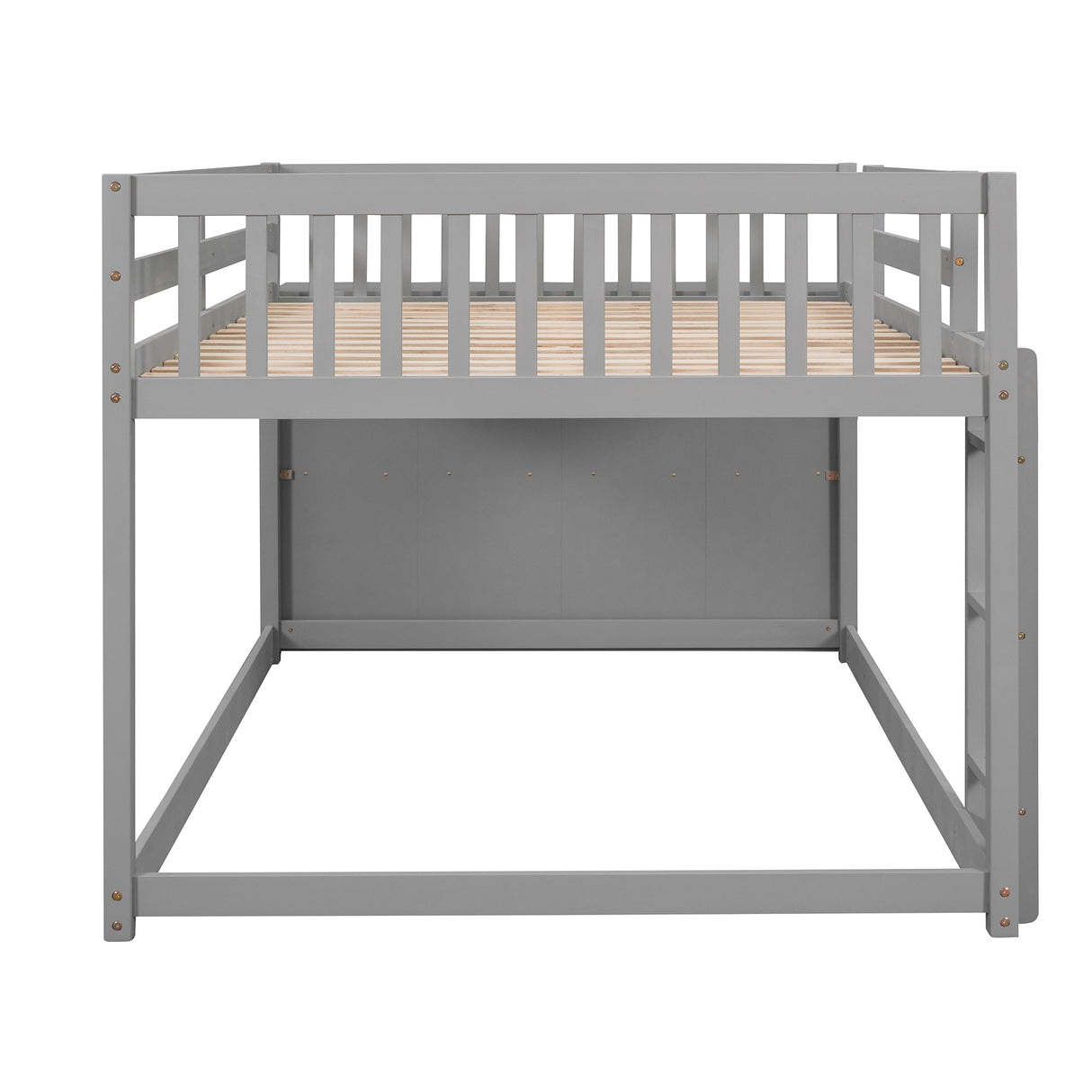 Full over Full Bunk Bed with 4 Drawers and 3 Shelves-Gray - Home Elegance USA