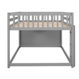 Full over Full Bunk Bed with 4 Drawers and 3 Shelves-Gray - Home Elegance USA