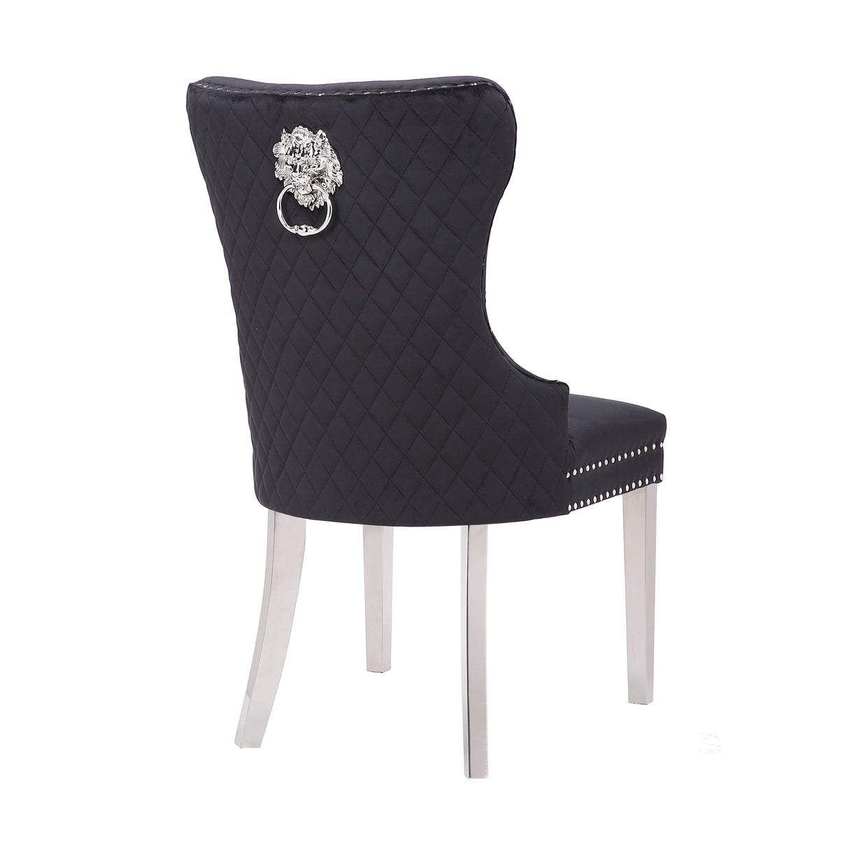 Simba Stainless Steel 2 Piece Chair Finish with Velvet Fabric in Black - Home Elegance USA