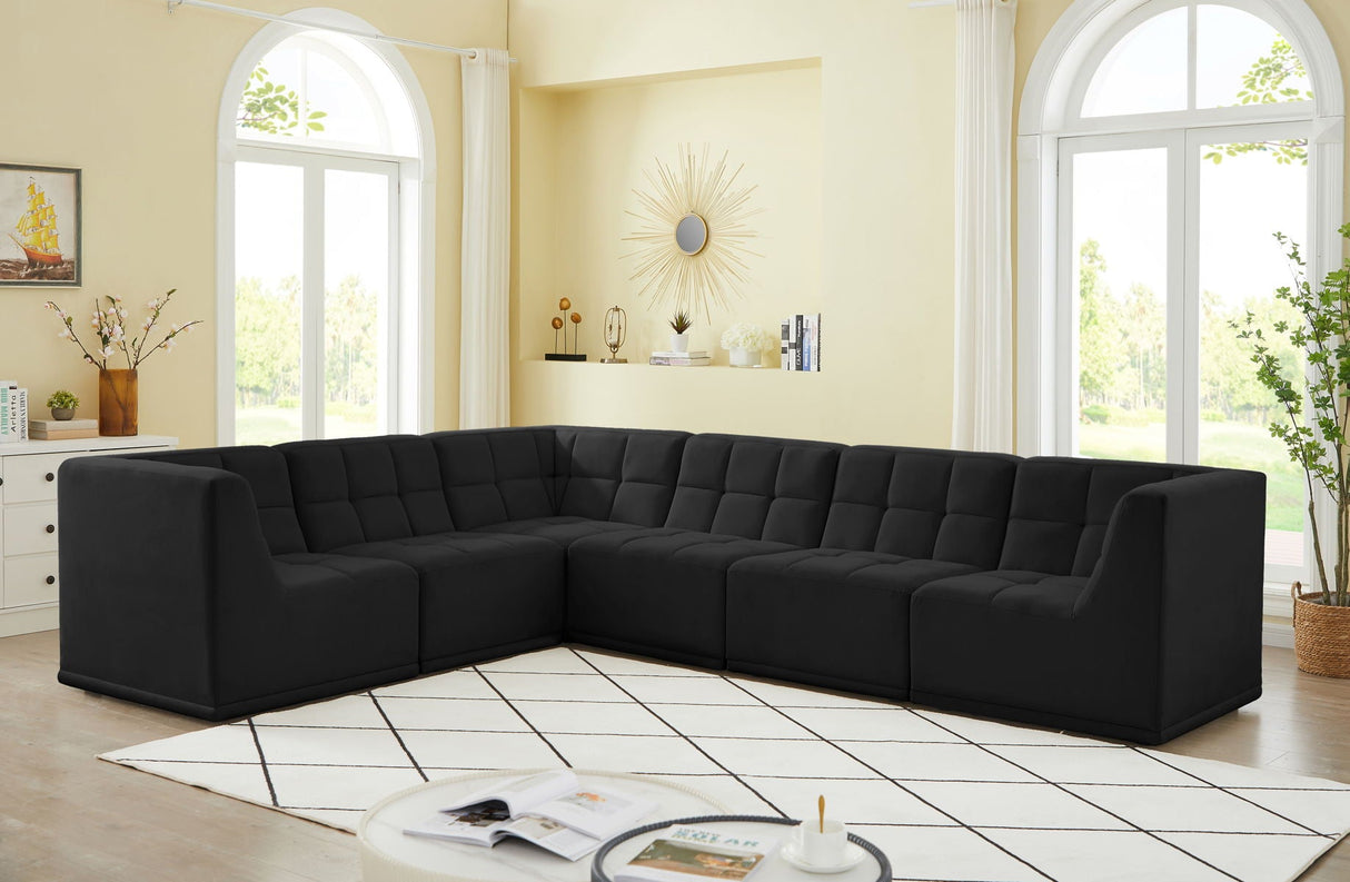 Relax - Modular Sectional 6 Piece - Black - Fabric - Home Elegance USA