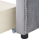 Twin Size Upholstered daybed with Drawers, Wood Slat Support, Gray Home Elegance USA