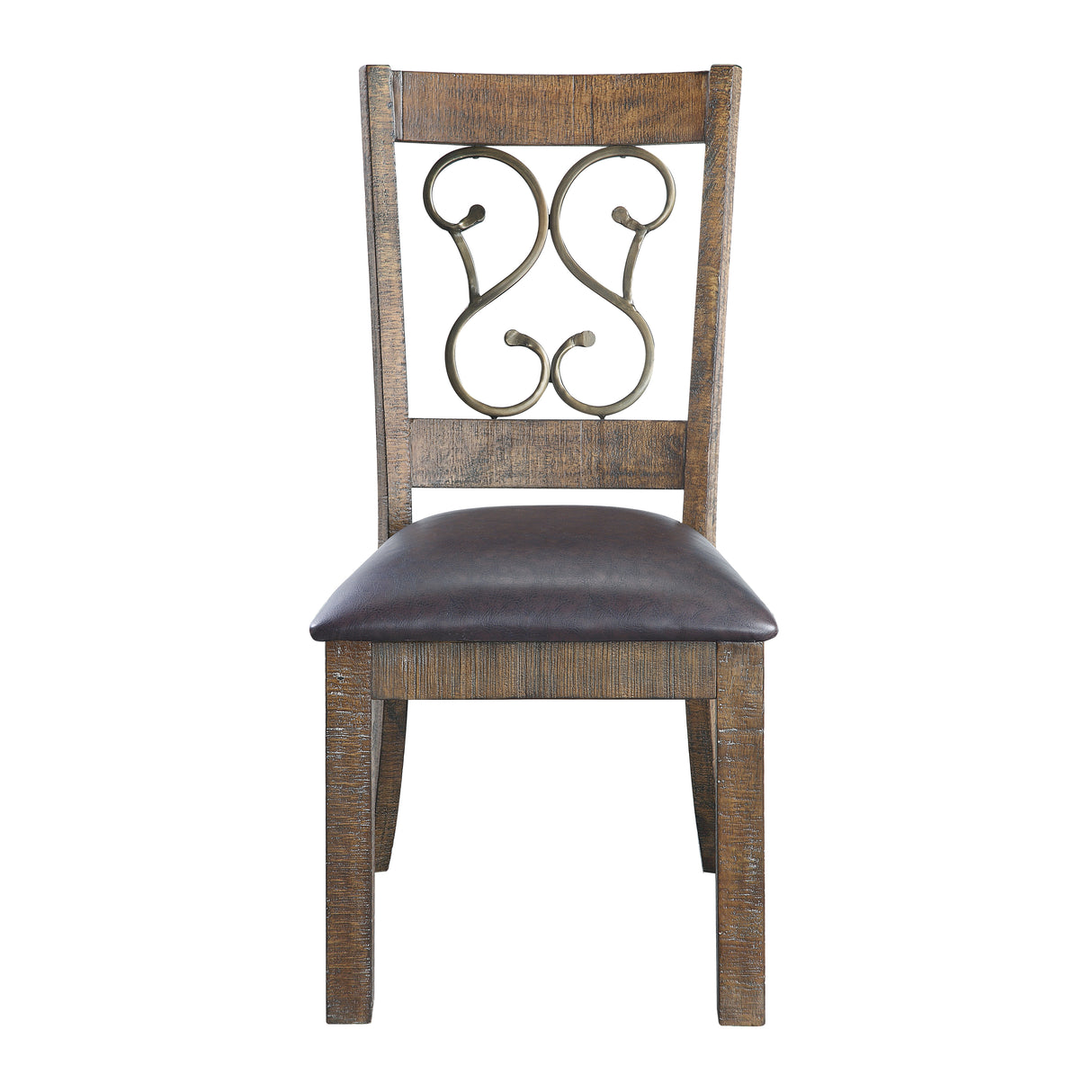 ACME Raphaela Side Chair (Set-2) in Black PU & Weathered Cherry Finish DN00981 - Home Elegance USA