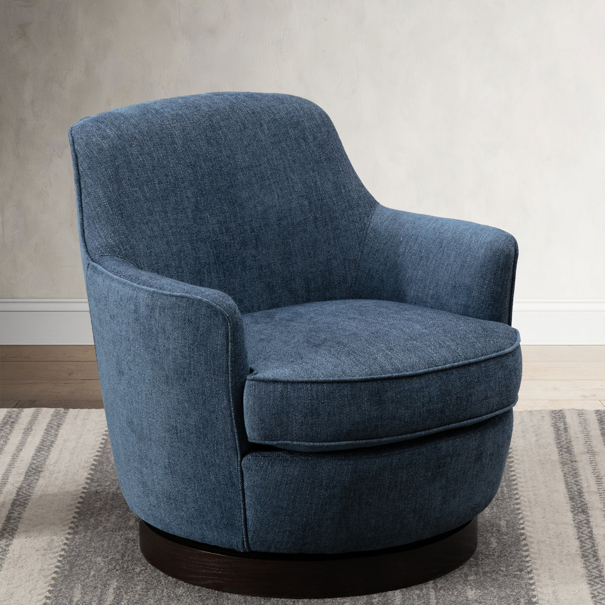 Richfield Cadet Blue Wood Base Swivel Chair - Home Elegance USA