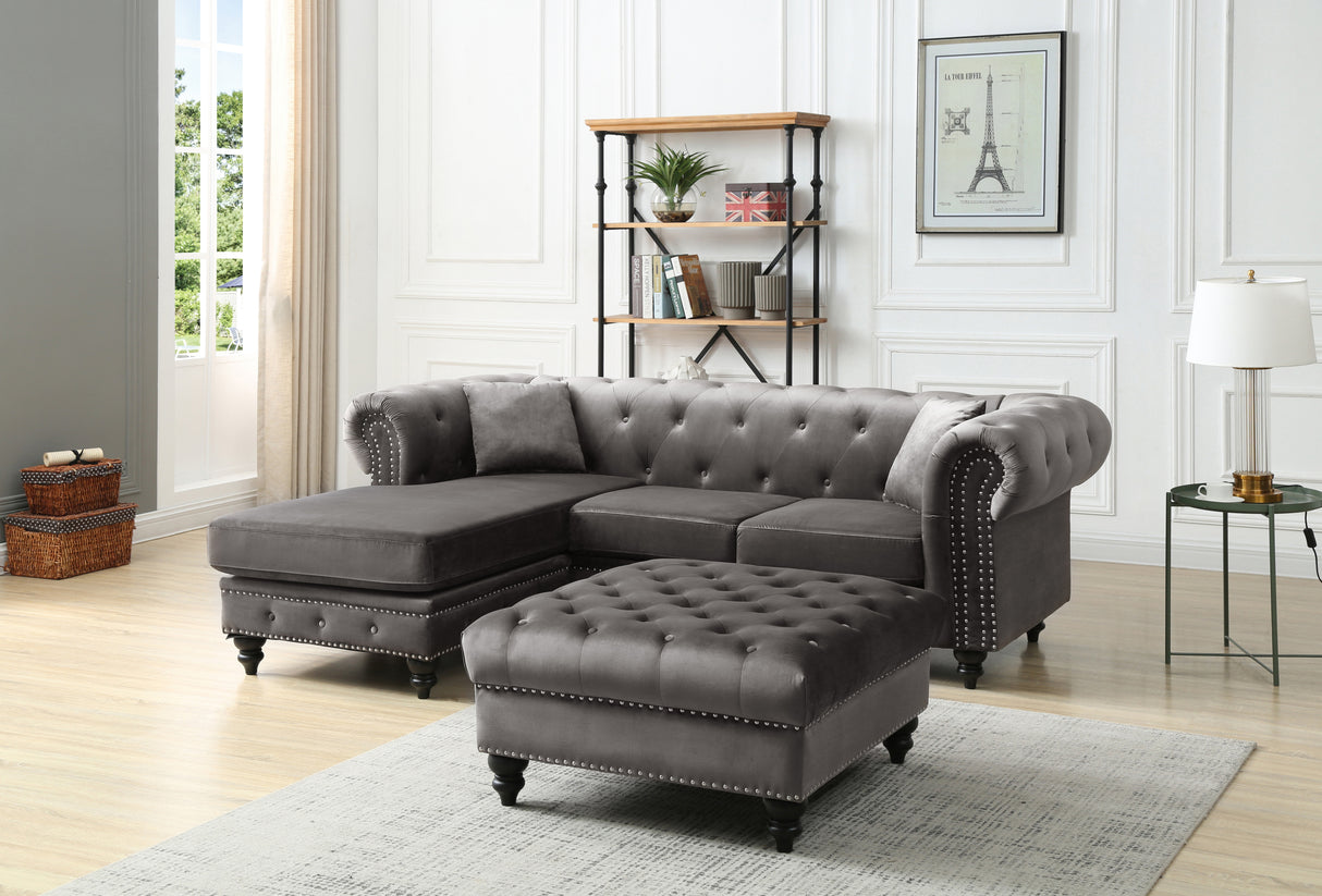 Glory Furniture Nola G0350B-SC Sofa Chaise ( 3 Boxes ) , DARK GRAY - Home Elegance USA