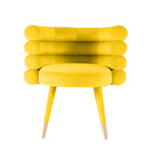 Modrest Otero Modern Yellow & Gold Velvet Accent Chair - Home Elegance USA