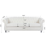 84.65" Rolled Arm Chesterfield 3 Seater Sofa - W68058494 - image - 11