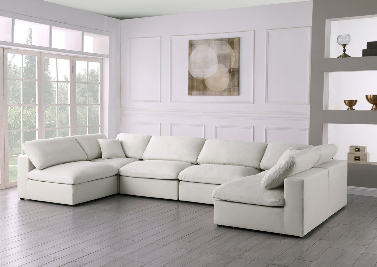 Serene - Cloud Modular Sectional 6 Piece - Cream - Fabric - Home Elegance USA