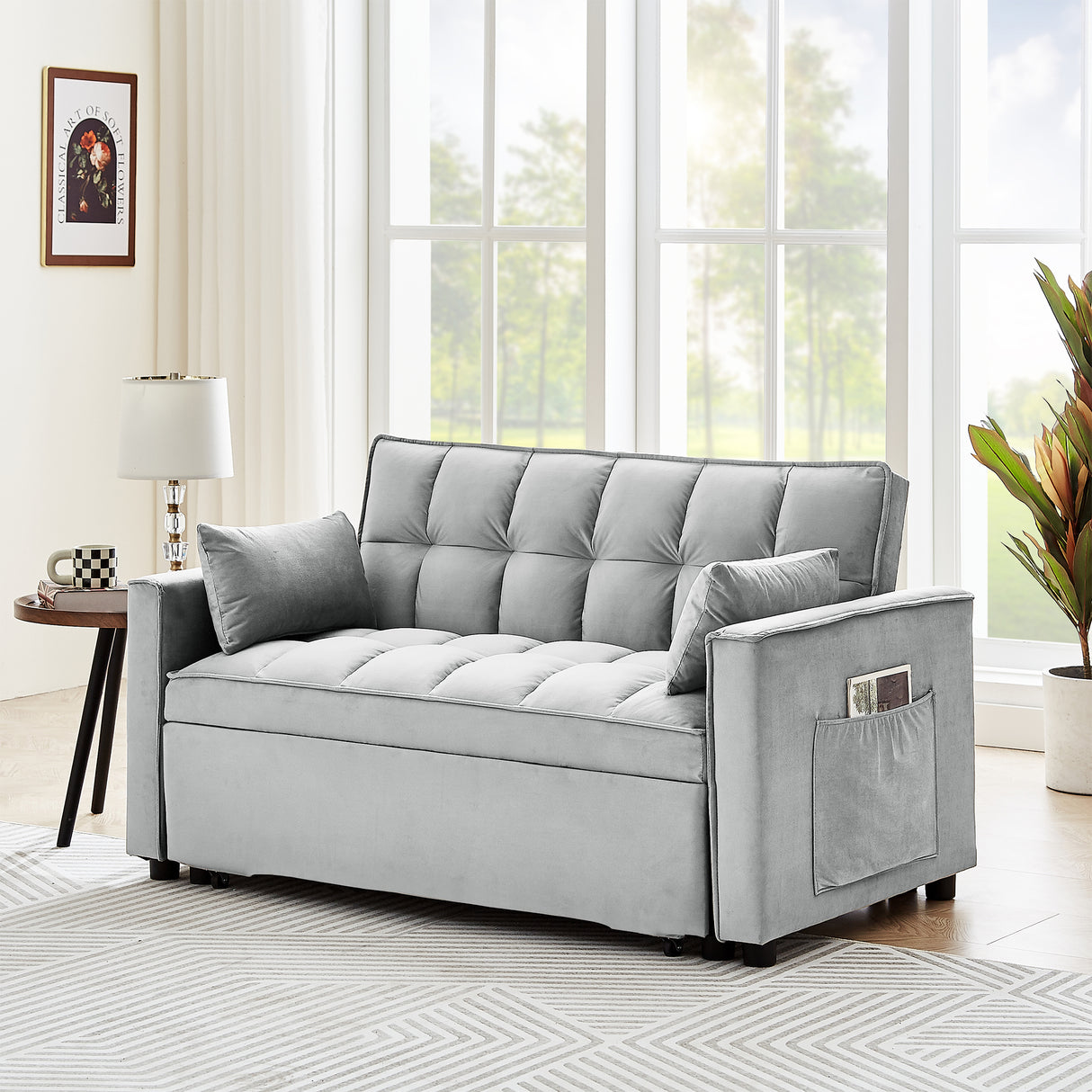 Sleeper Sofa Couch W Pull Out Bed 55