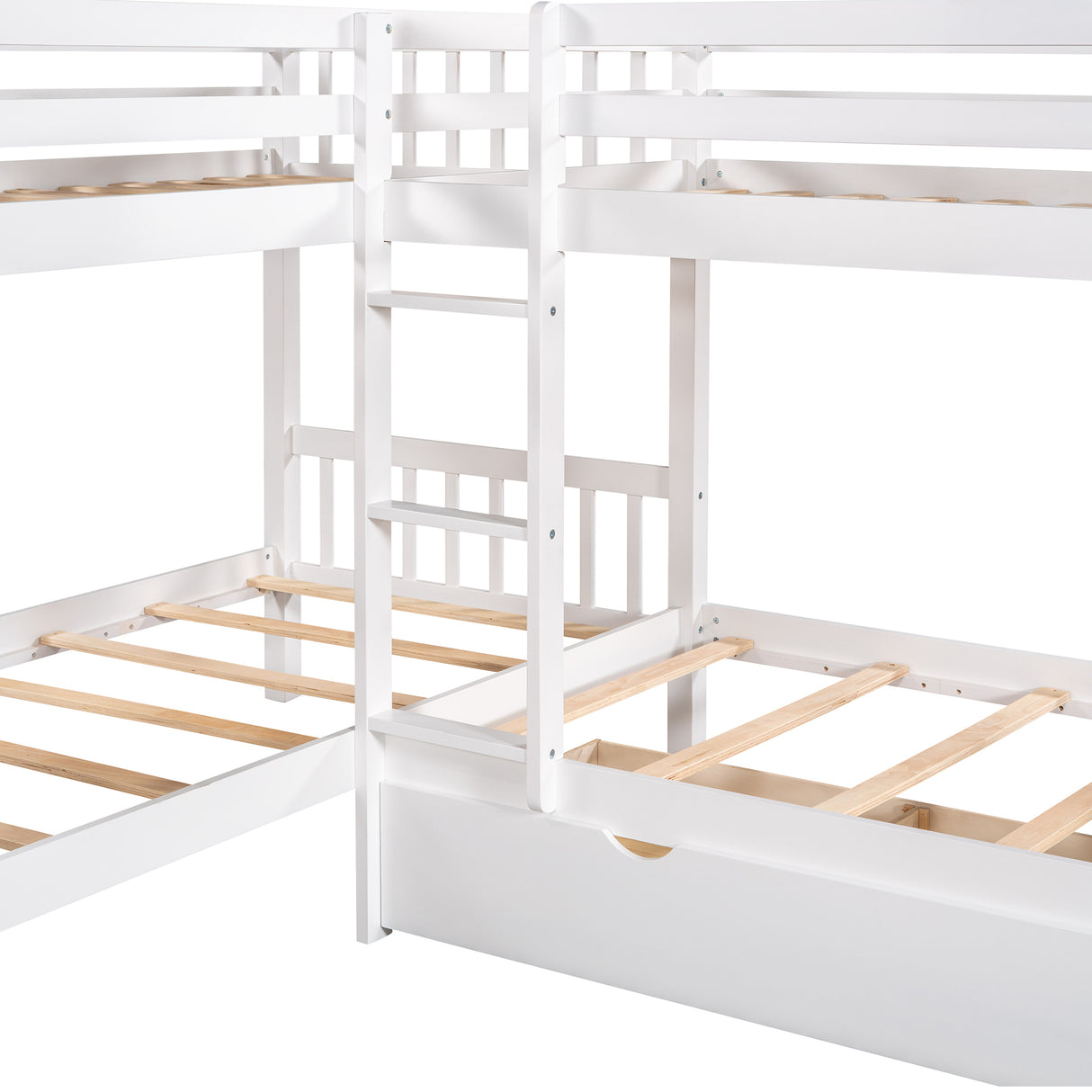 Twin L-Shaped Bunk bed with Drawers-Gray(OLD SKU :LP000038AAK) - Home Elegance USA