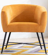 Luxurious Design 1pc Accent Chair Yellowish Orange Velvet Clean Line Design Fabric Upholstered Black Metal Legs Stylish Living Room Furniture - Home Elegance USA