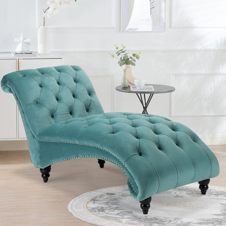 Chairone House 65.3\'\'Length Velvet Fabric Armless Chaise Lounge - Home Elegance USA