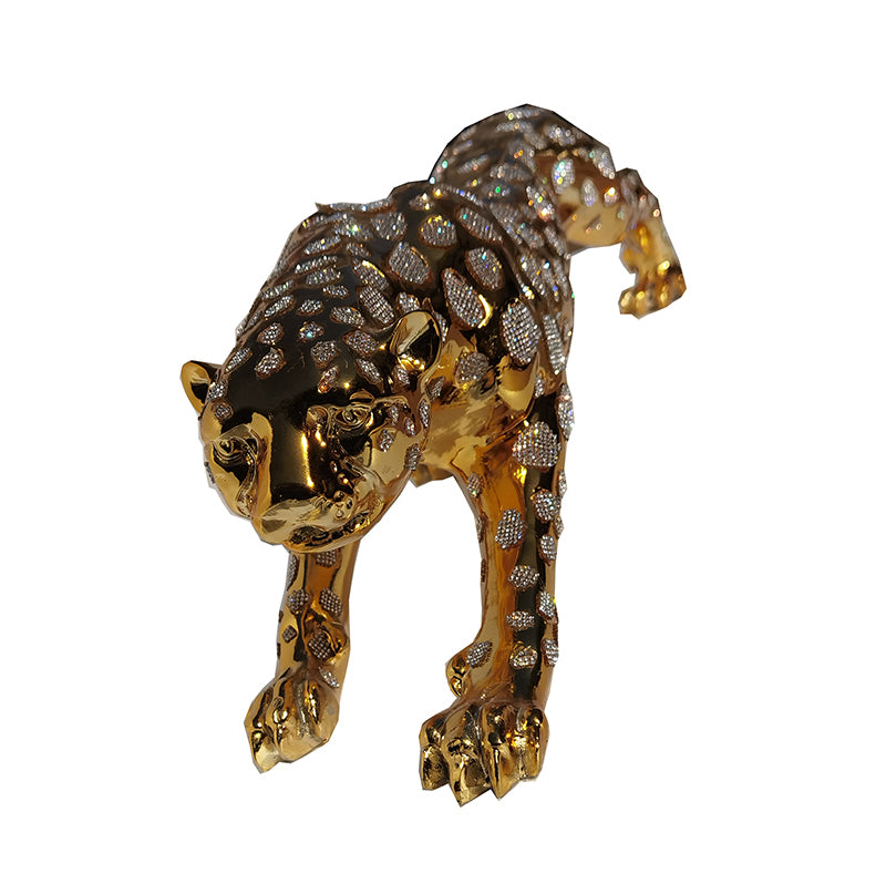 Ambrose Diamond Encrusted Gold Plated Panther (53"L x 9.5"W x 11"H)