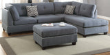 3 - pcs Sectional Sofa Blue Grey Polyfiber Cushion Sofa Chaise Ottoman Reversible Couch Pillows | Home Elegance USA