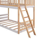Twin Over Twin Bunk Bed Wood Bed with Roof, Window, Ladder ( Natural )(OLD SKU :LP000008AAD) - Home Elegance USA