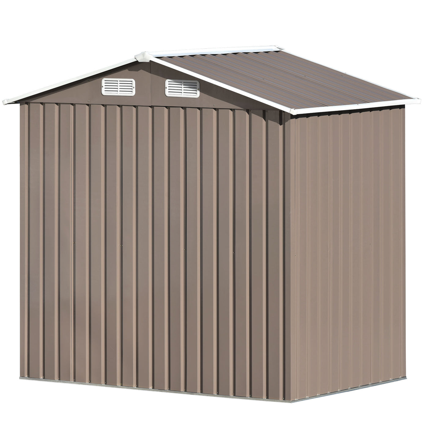 TOPMAX Patio 6ft x4ft Bike Shed Garden Shed, Metal Storage Shed with Lockable Door, Tool Cabinet with Vents and Foundation for Backyard, Lawn, Garden, Brown