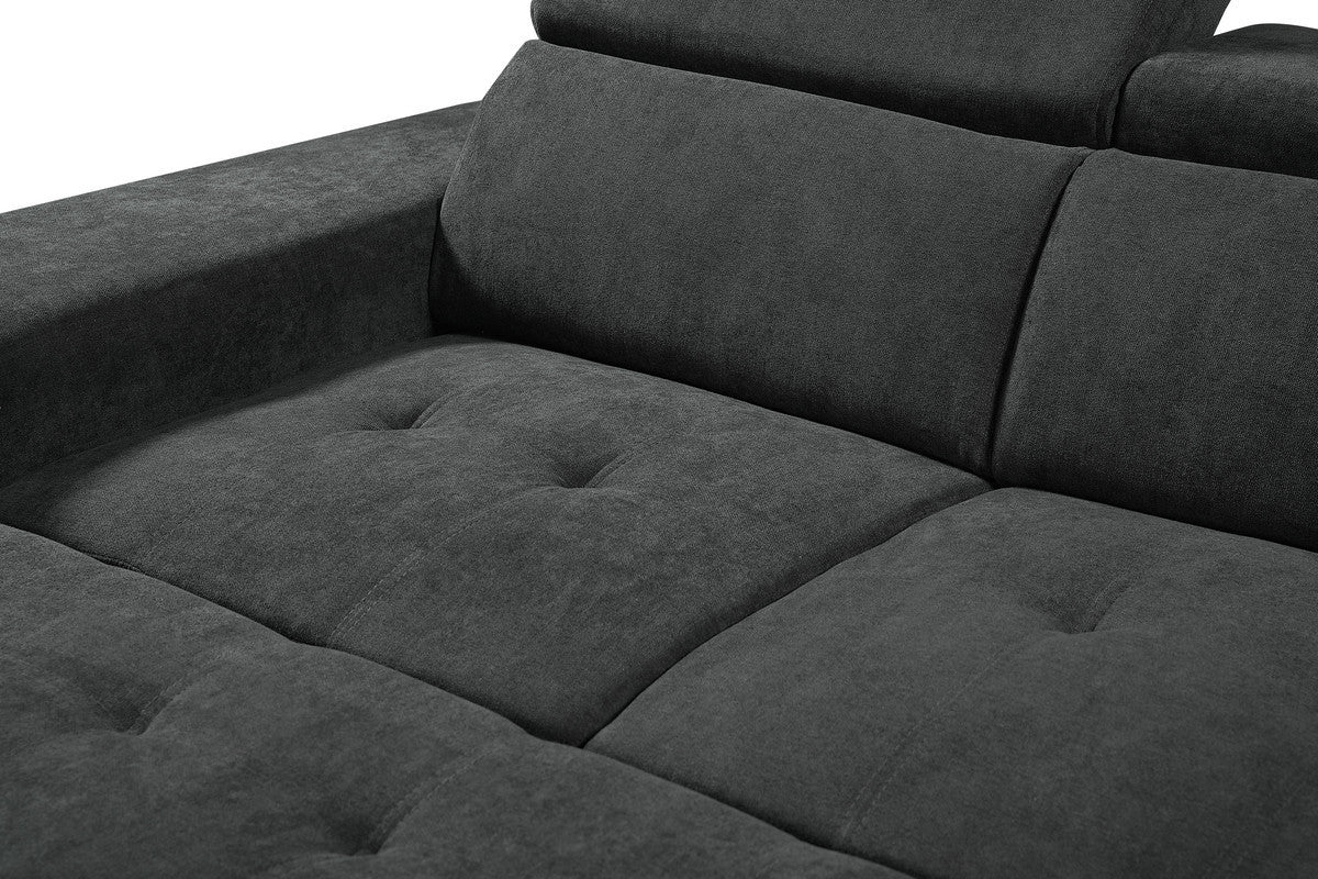 Henrik Dark Gray Sleeper Sectional Sofa with Storage Ottoman and 2 Stools - Home Elegance USA