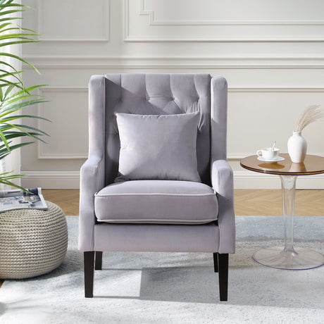 Vanbow.Modern chair with backrest, Bedroom, Living room, Reading chair(Light Grey) - Home Elegance USA