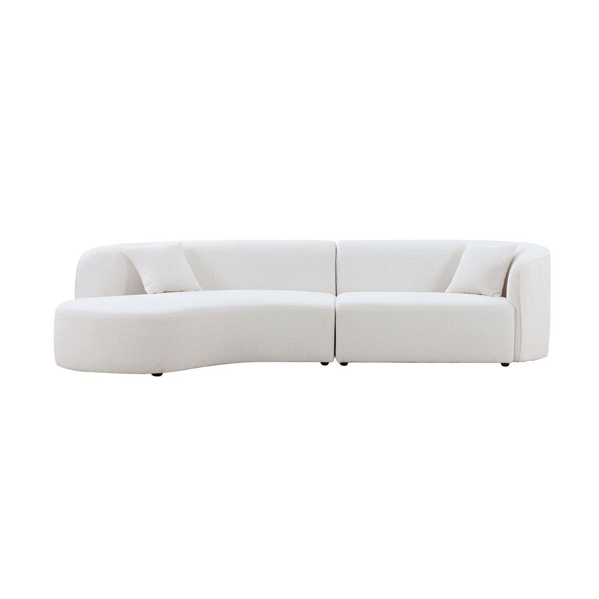 Luxury Modern Style Living Room Upholstery Curved Sofa with Chaise 2-Piece Set, Left Hand Facing Sectional,  Boucle Couch, White - Home Elegance USA