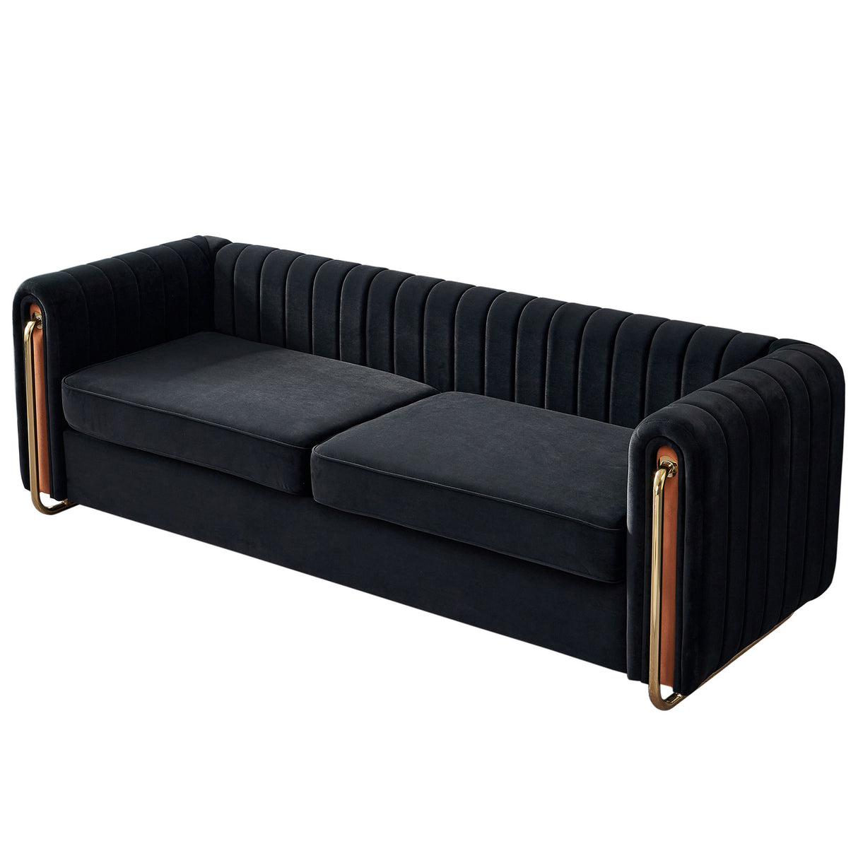 Modern velvet sofa black color - Home Elegance USA