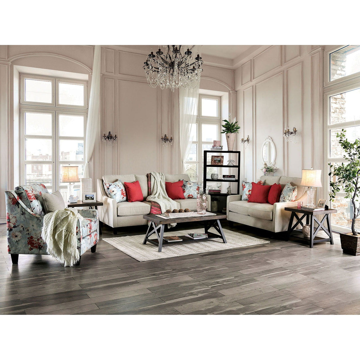 Nadene - Sofa & Loveseat - Ivory - Home Elegance USA