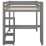 Full Size Loft Bed with Built-in Desk and Shelves,Gray - Home Elegance USA