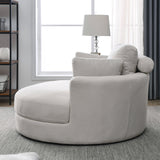 [Video] Welike Swivel Accent Barrel Modern Sofa Lounge Club Big Round Chair with Storage Ottoman Linen Fabric for Living Room Hotel with Pillows Home Elegance USA