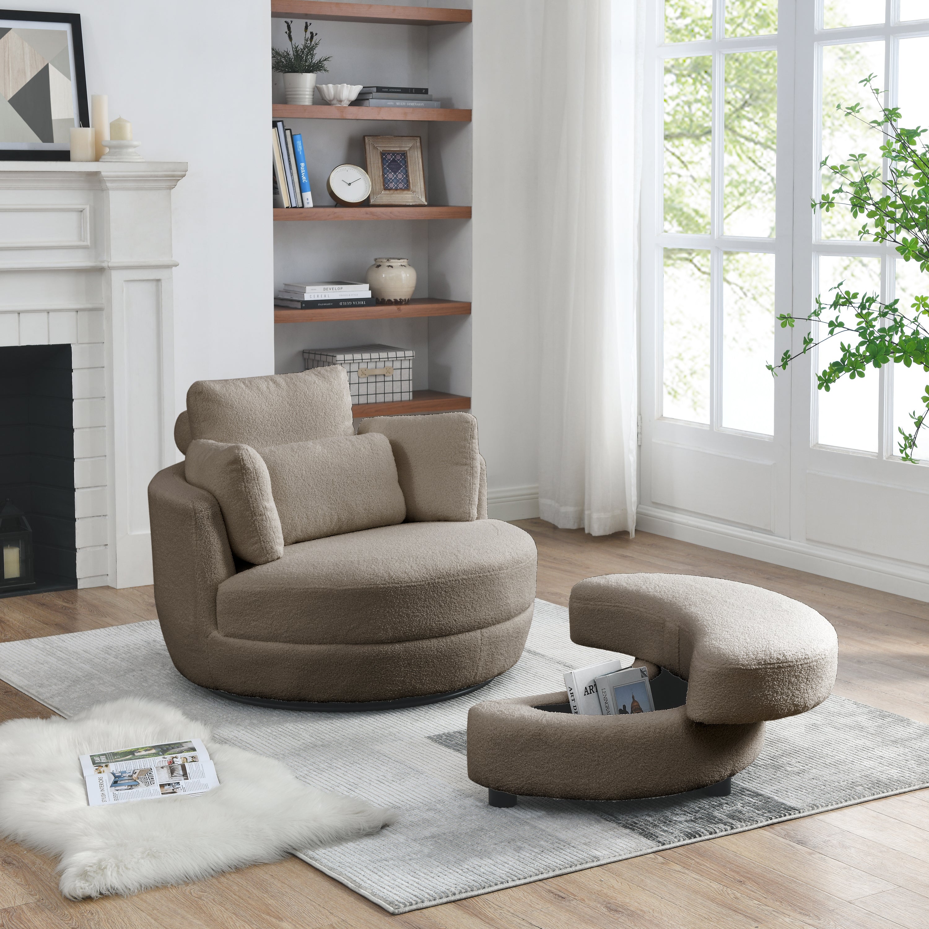 Oversized cuddle outlet chair with ottoman