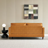 Modern Mid-Century Vegan Leather Sofa （Mocha） - Home Elegance USA