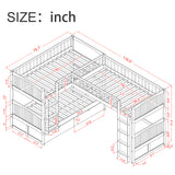 Twin Size Bunk Bed with a Loft Bed attached, with Two Drawers,White - Home Elegance USA