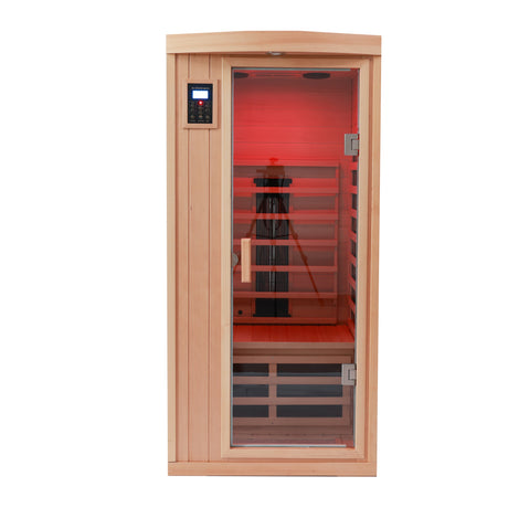 One-person hemlock sauna room Far infrared plus ceramic tube heating Indoor sauna room for one person