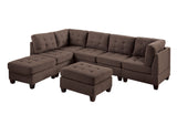 Living Room Furniture Tufted Corner Wedge Black Coffee Linen Like Fabric 1pc Cushion Nail heads Wedge Sofa Wooden Legs - Home Elegance USA