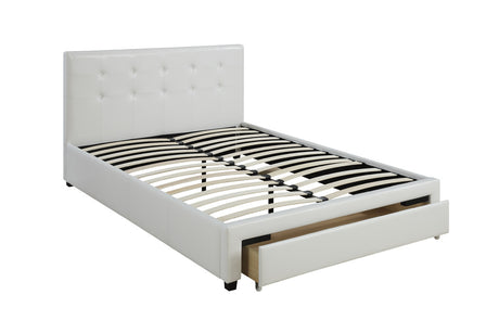 Bedroom Furniture White Storage Under Bed Queen Size bed Faux Leather upholstered - Home Elegance USA