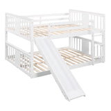 Full Over Full Bunk Bed with Ladder with Slide, White (Old SKU :LP000208AAK) - Home Elegance USA