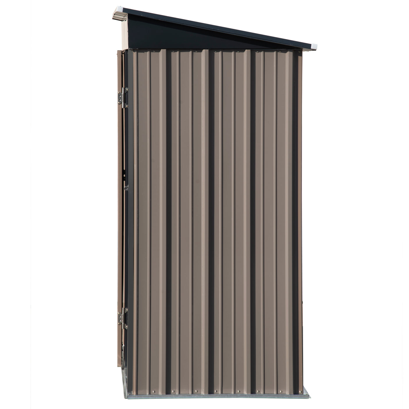 TOPMAX Patio 5ft Wx3ft. L Garden Shed, Metal Lean-to Storage Shed with Adjustable Shelf and Lockable Door, Tool Cabinet for Backyard, Lawn, Garden, Brown