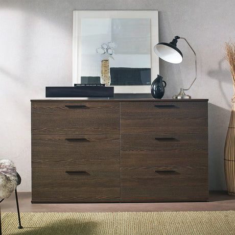 Morgan Farmhouse Six-Drawer Jumbo Dresser in Espresso - Home Elegance USA