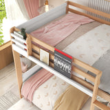 Full over Full Bunk Bed with Storage Shelves, Twin Size Trundle and Ladder, White - Home Elegance USA