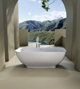 Handcrafted Stone Resin Freestanding Soaking Bathtub with Overflow in Matte White, cUPC Certified - 63*29.5 22S04-63